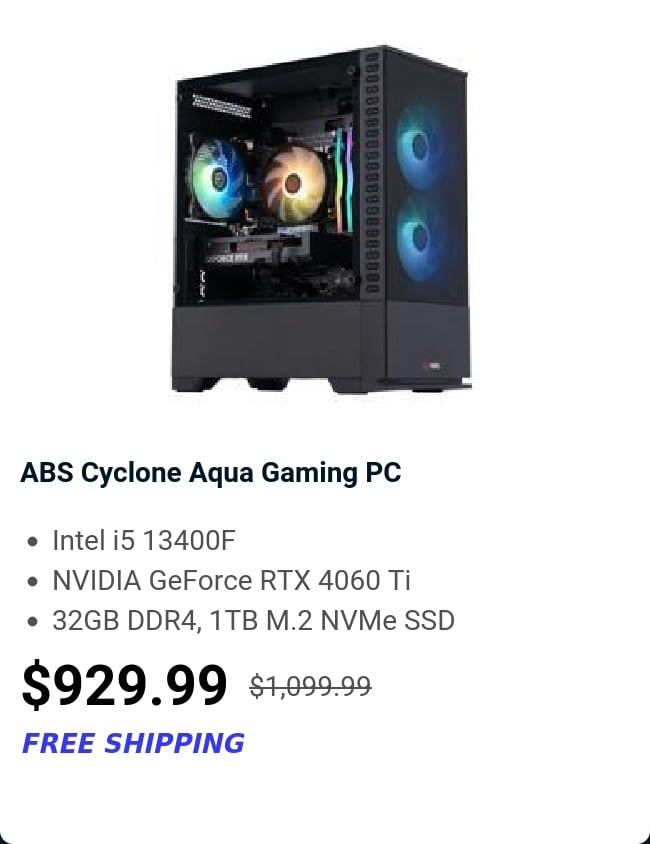 ABS Cyclone Aqua Gaming PC 