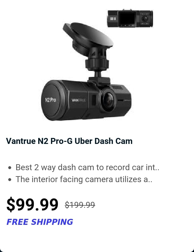 Vantrue N2 Pro-G Uber Dash Cam 