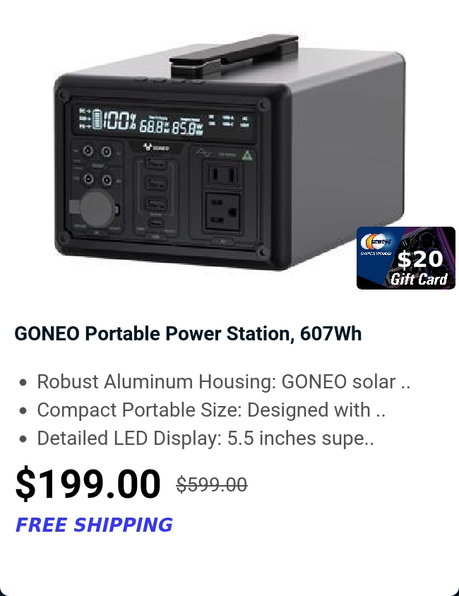 GONEO Portable Power Station, 607Wh 