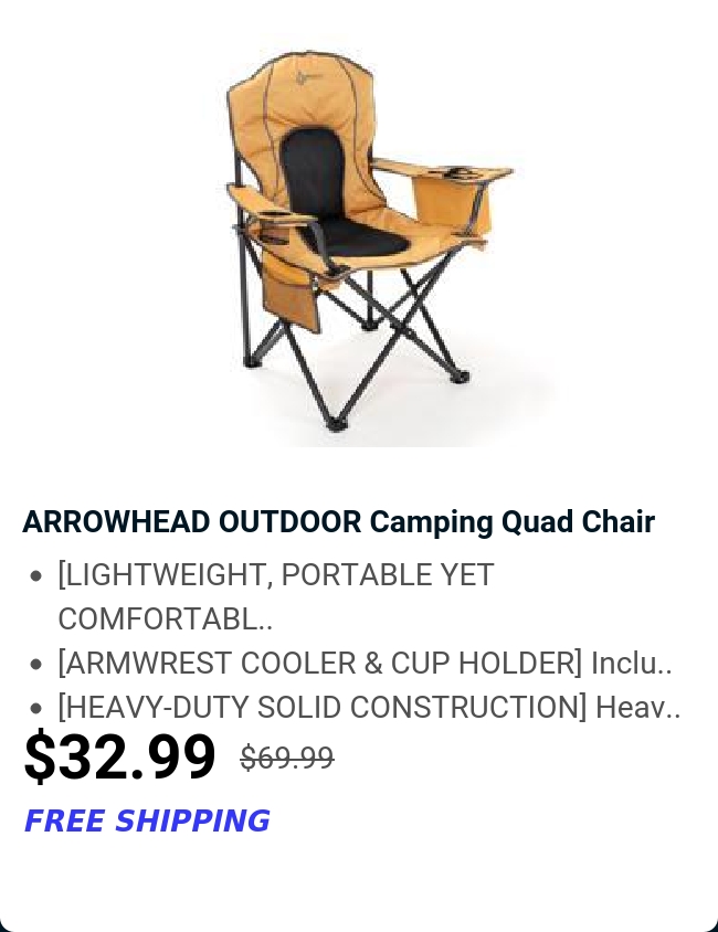 ARROWHEAD OUTDOOR Camping Quad Chair 