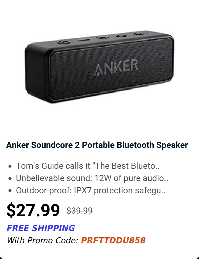 Anker Soundcore 2 Portable Bluetooth Speaker 