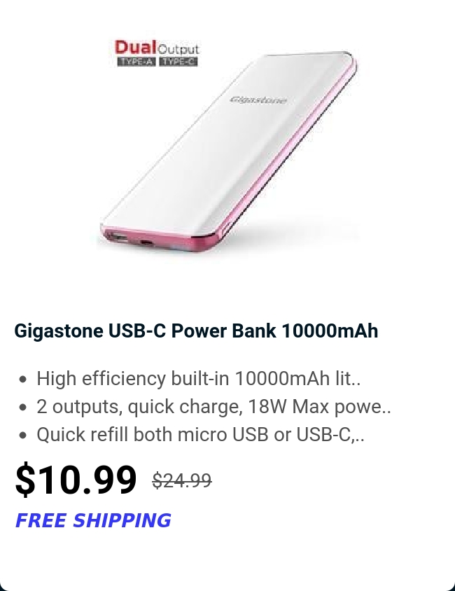 Gigastone USB-C Power Bank 10000mAh 