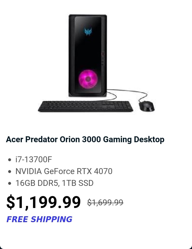 Acer Predator Orion 3000 Gaming Desktop 