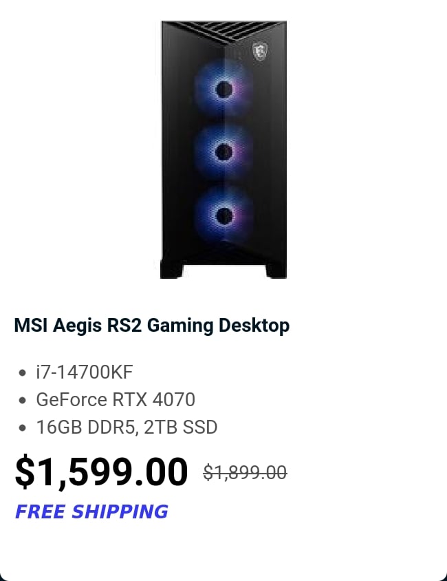 MSI Aegis RS2 Gaming Desktop 