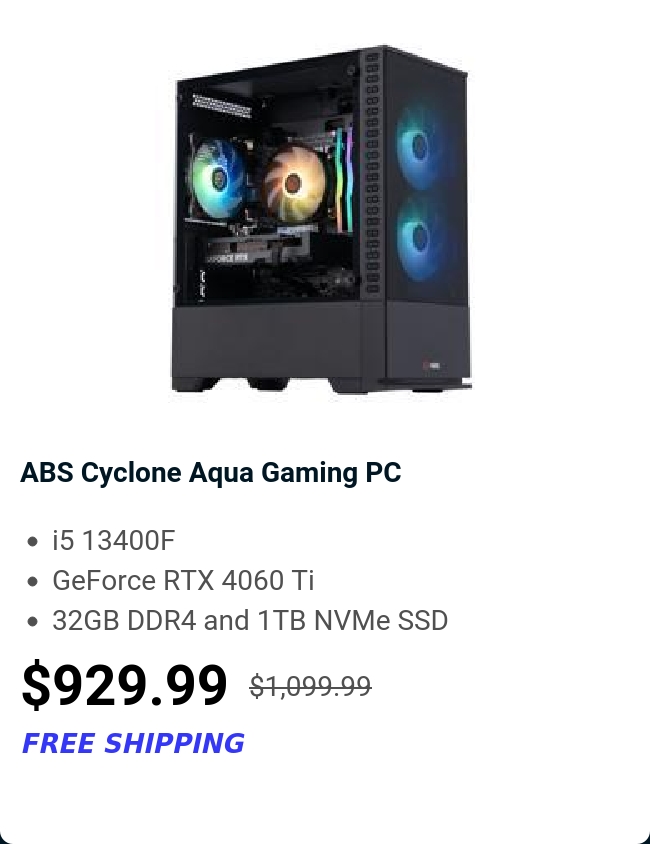 ABS Cyclone Aqua Gaming PC 