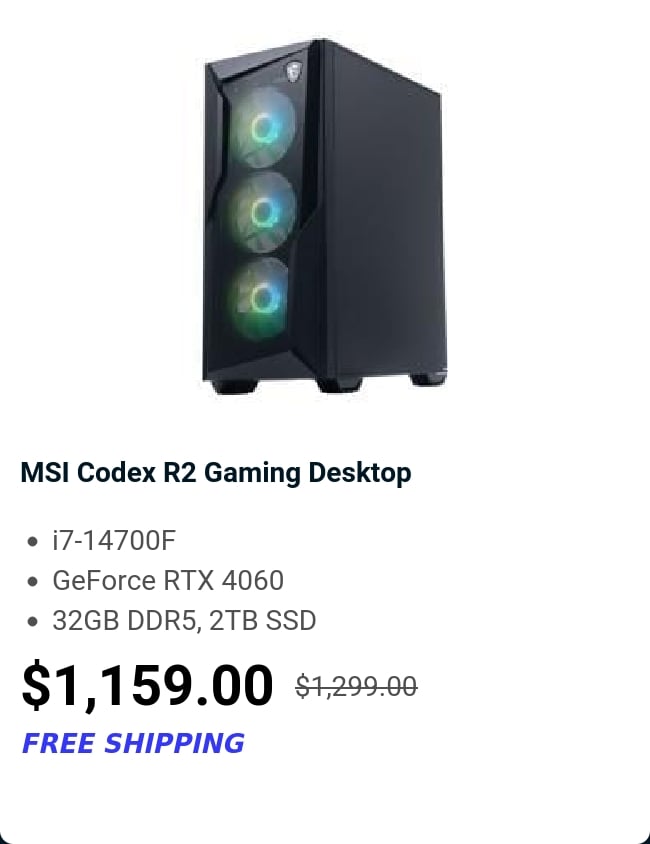 MSI Codex R2 Gaming Desktop 