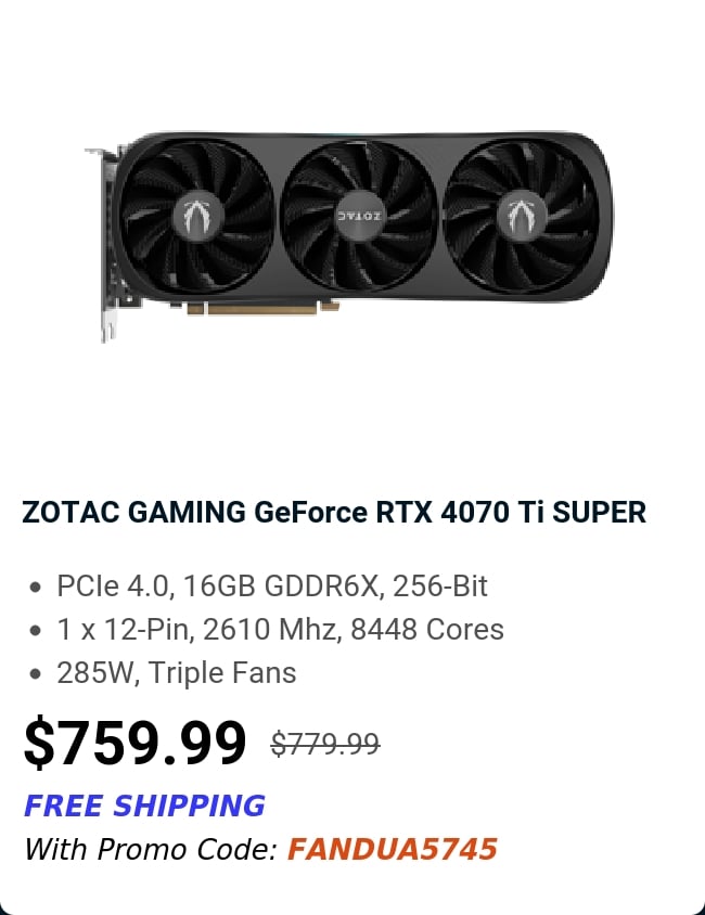 ZOTAC GAMING GeForce RTX 4070 Ti SUPER 