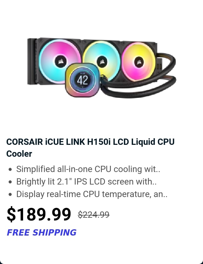 CORSAIR iCUE LINK H150i LCD Liquid CPU Cooler 