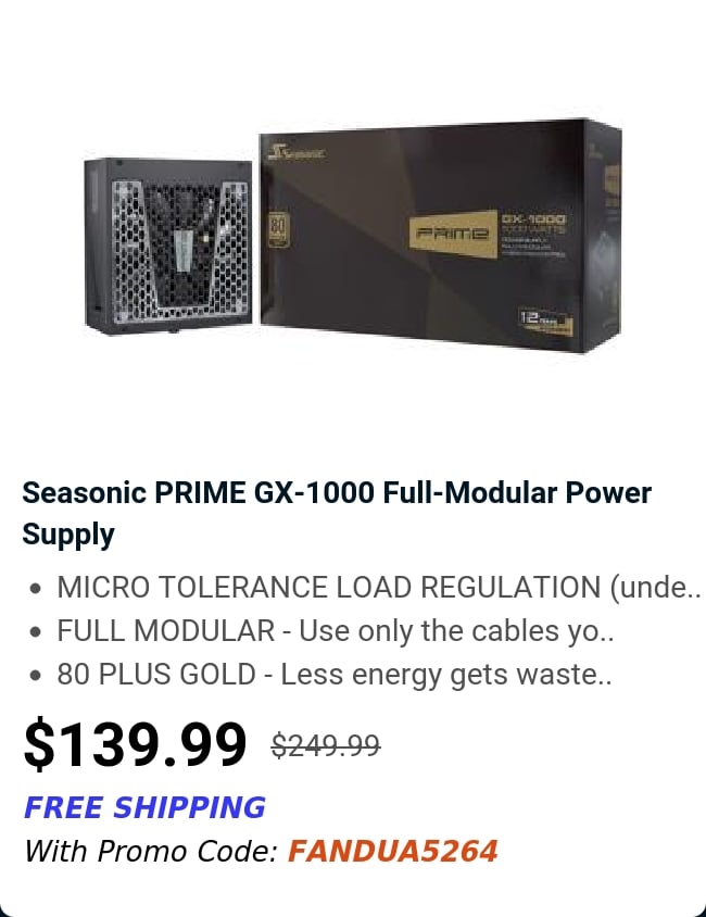 Seasonic PRIME GX-1000 Full-Modular Power Supply 