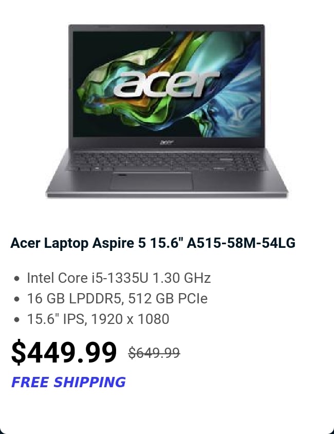 Acer Laptop Aspire 5 15.6'' A515-58M-54LG 