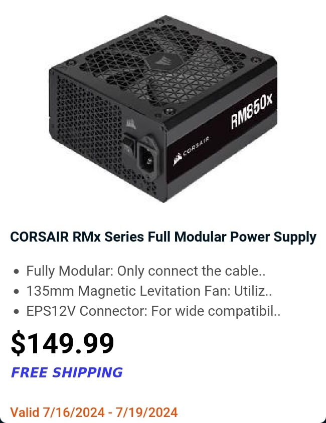 CORSAIR RMx Series Full Modular Power Supply 