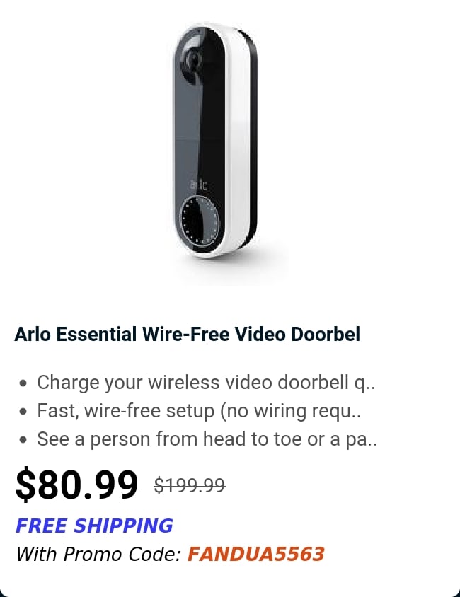 Arlo Essential Wire-Free Video Doorbel 