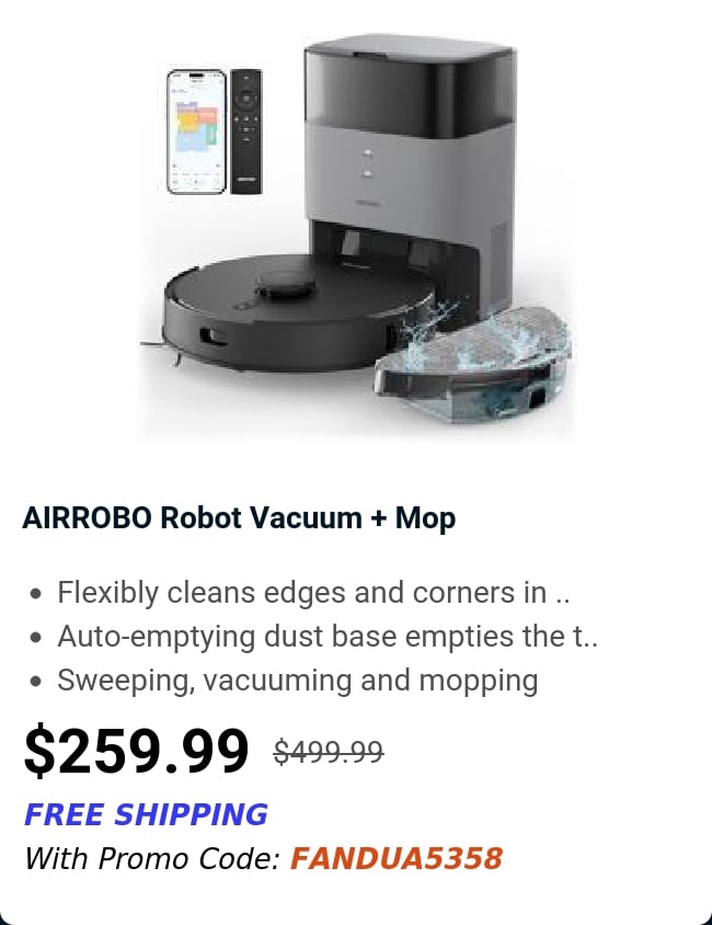 AIRROBO Robot Vacuum + Mop 