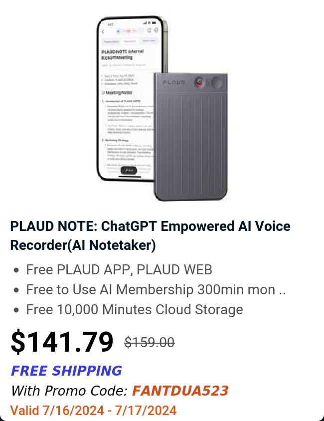 PLAUD NOTE: ChatGPT Empowered AI Voice Recorder(AI Notetaker) 