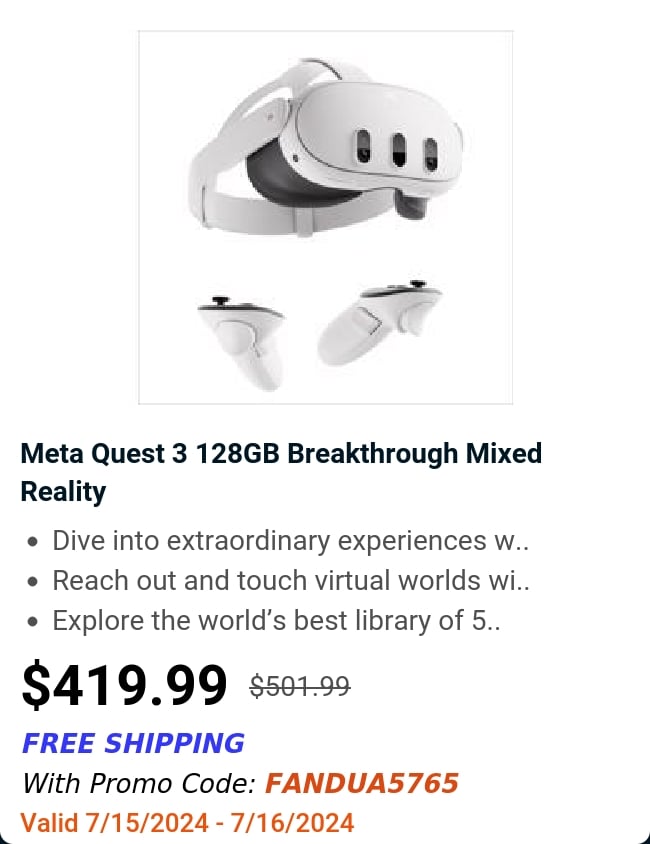 Meta Quest 3 128GB Breakthrough Mixed Reality 