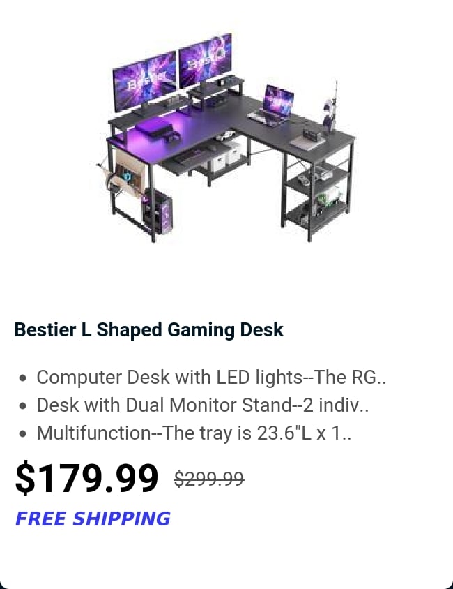 Bestier L Shaped Gaming Desk 