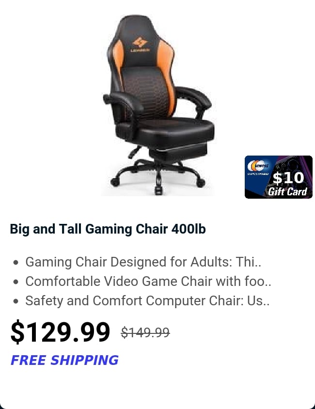 Big and Tall Gaming Chair 400lb 