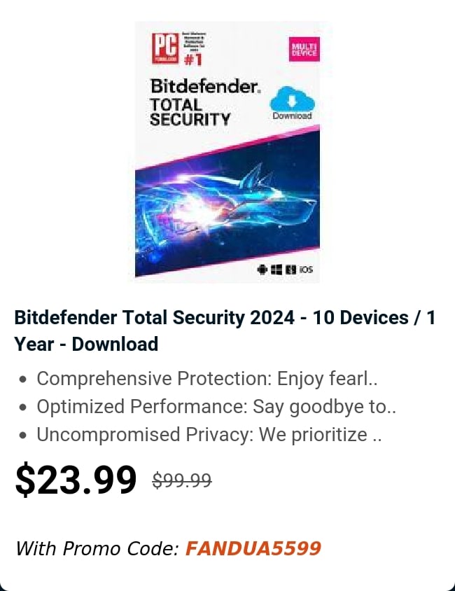 Bitdefender Total Security 2024 - 10 Devices / 1 Year - Download 