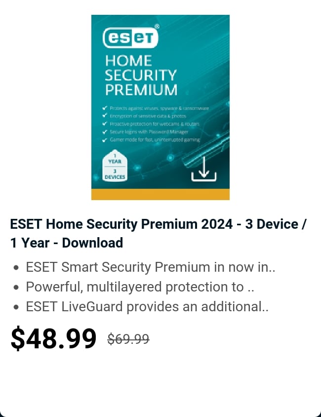 ESET Home Security Premium 2024 - 3 Device / 1 Year - Download 