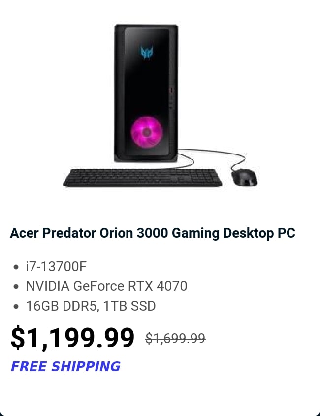 Acer Predator Orion 3000 Gaming Desktop PC 