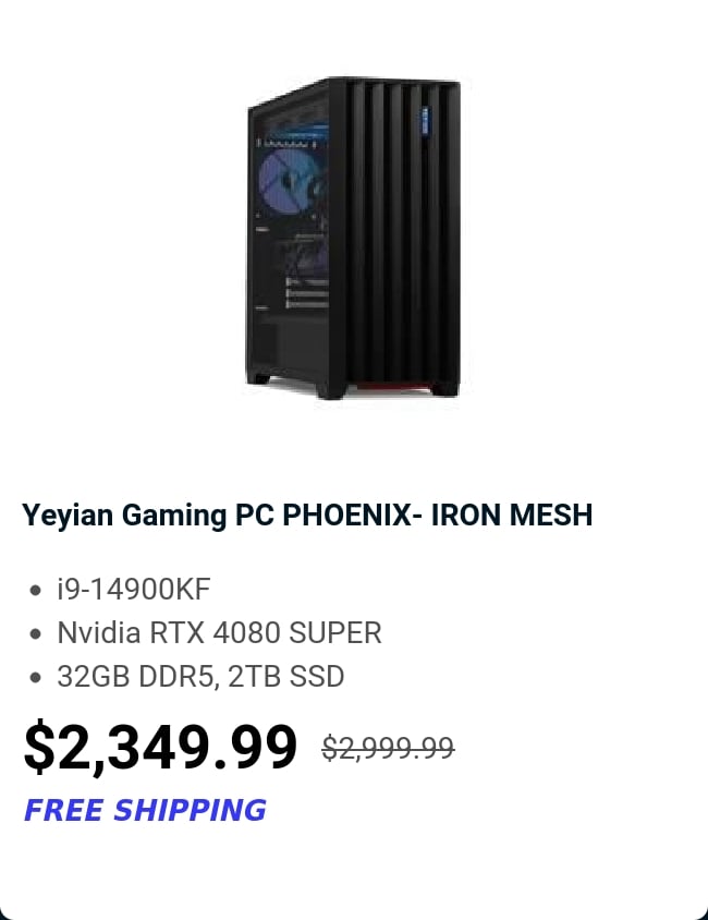 Yeyian Gaming PC PHOENIX- IRON MESH 