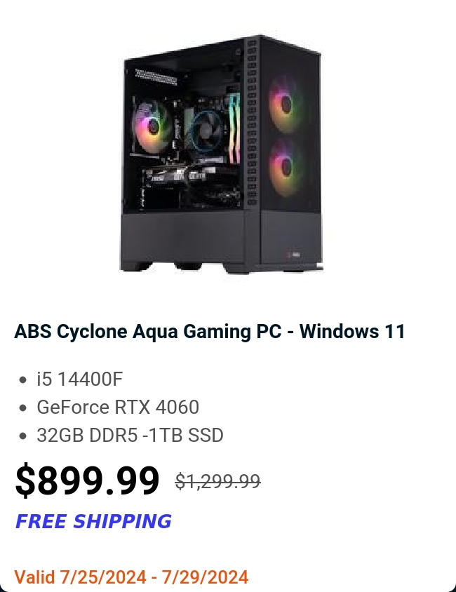 ABS Cyclone Aqua Gaming PC - Windows 11 