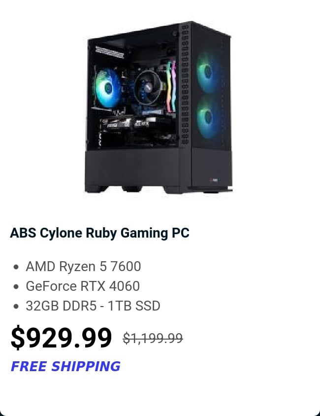 ABS Cylone Ruby Gaming PC 