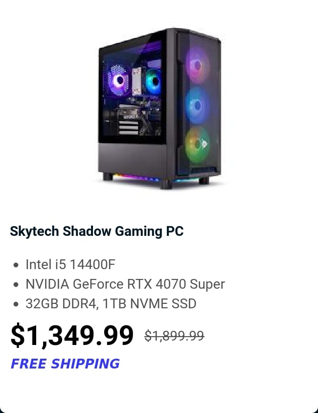 Skytech Shadow Gaming PC 