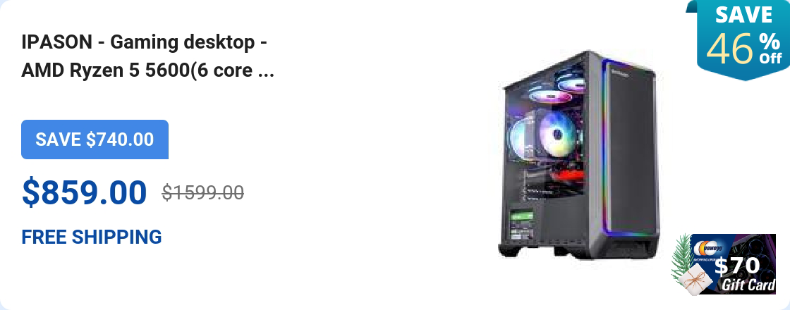 IPASON - Gaming desktop - AMD Ryzen 5 5600(6 core ...
