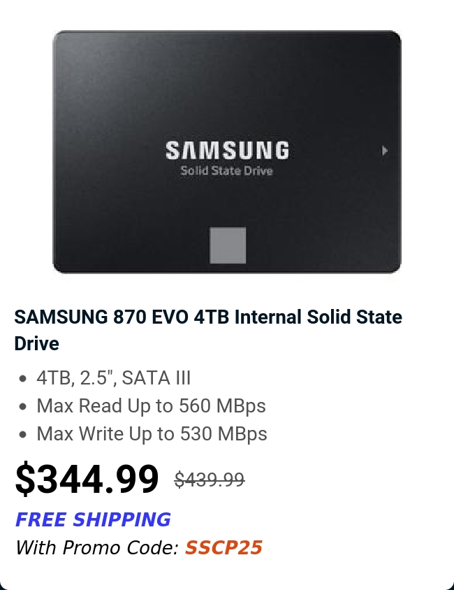 SAMSUNG 870 EVO 4TB Internal Solid State Drive 