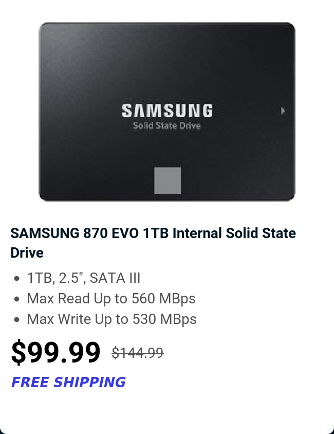 SAMSUNG 870 EVO 1TB Internal Solid State Drive 