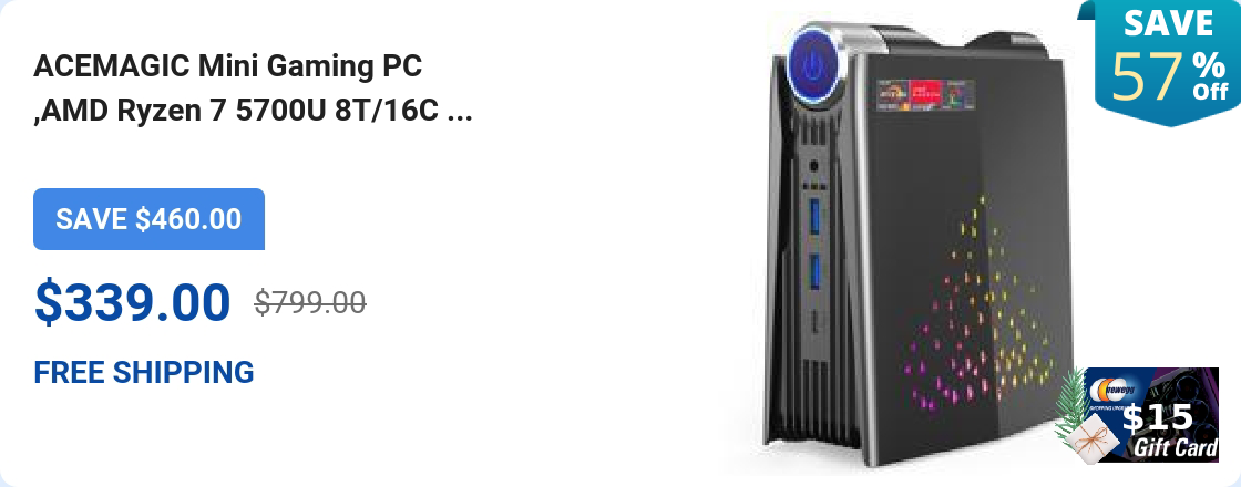 ACEMAGIC Mini Gaming PC ,AMD Ryzen 7 5700U 8T/16C ...