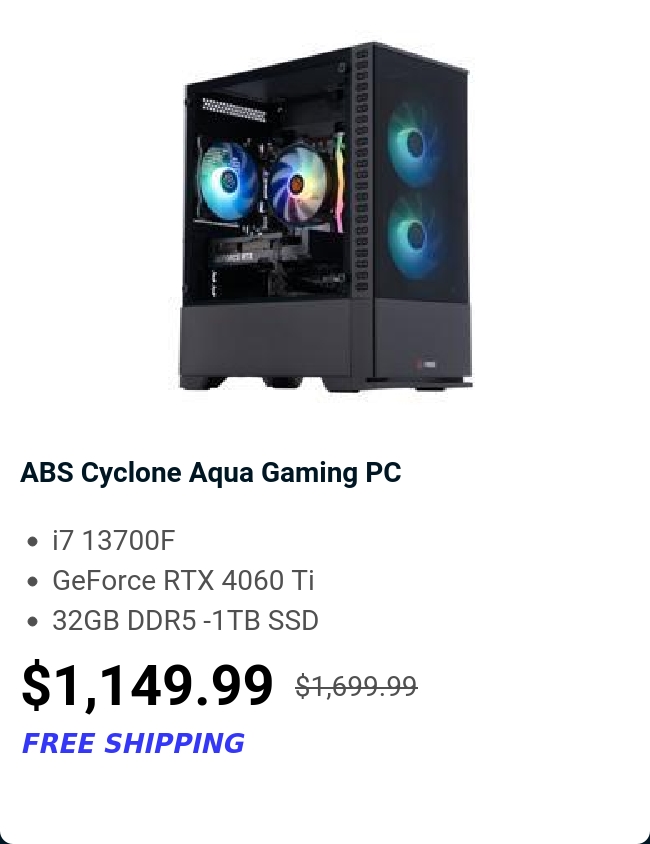 ABS Cyclone Aqua Gaming PC 