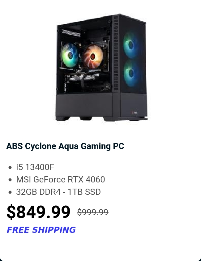 ABS Cyclone Aqua Gaming PC 