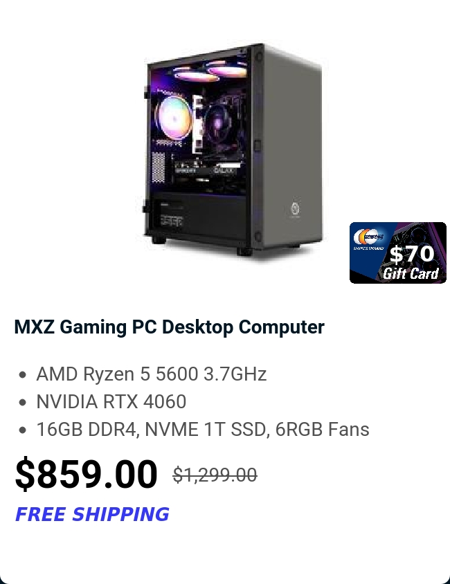 MXZ Gaming PC Desktop Computer 