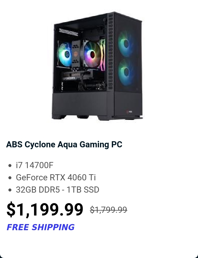 ABS Cyclone Aqua Gaming PC 