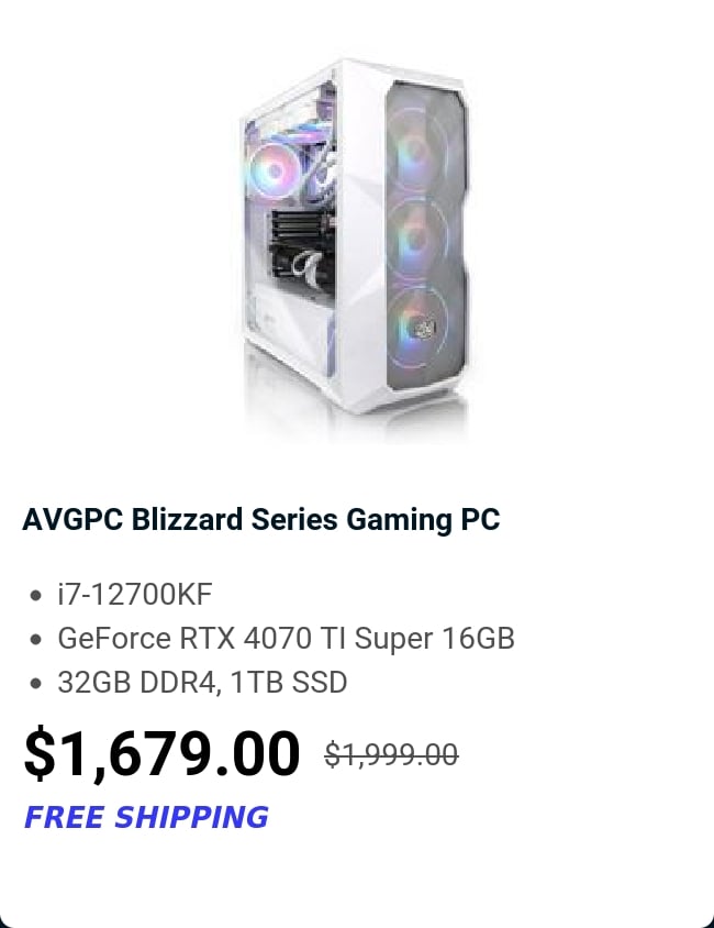 AVGPC Blizzard Series Gaming PC 