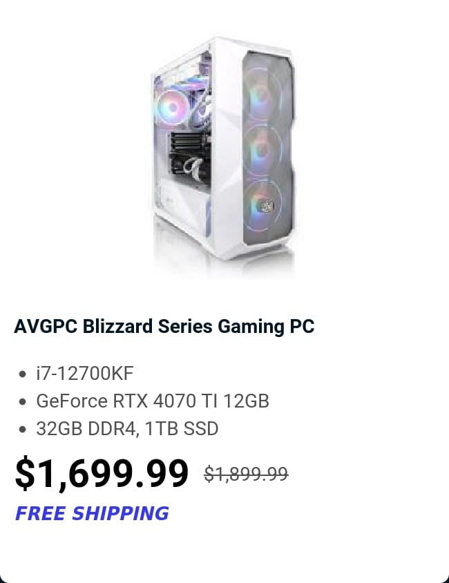 AVGPC Blizzard Series Gaming PC 