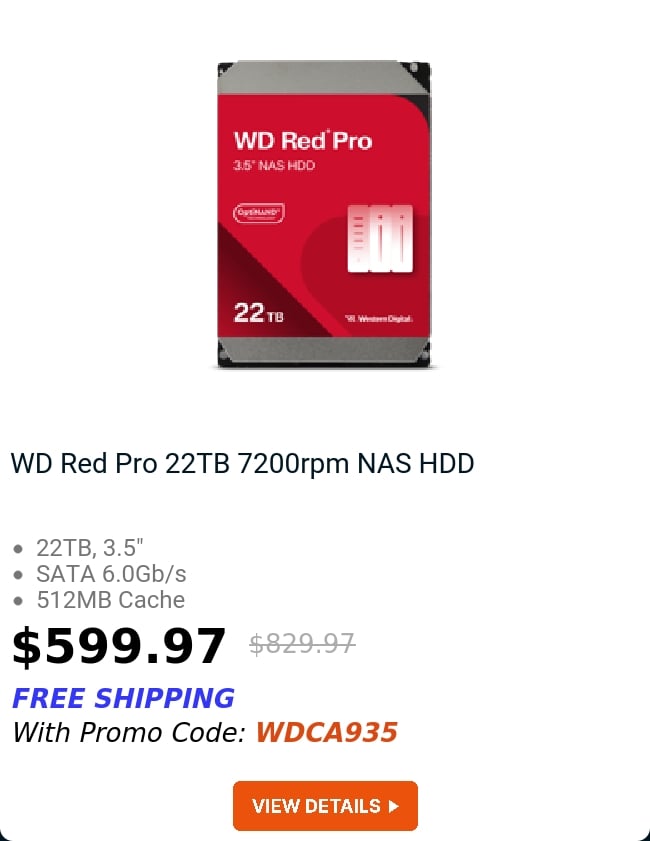 WD Red Pro 22TB 7200rpm NAS HDD 