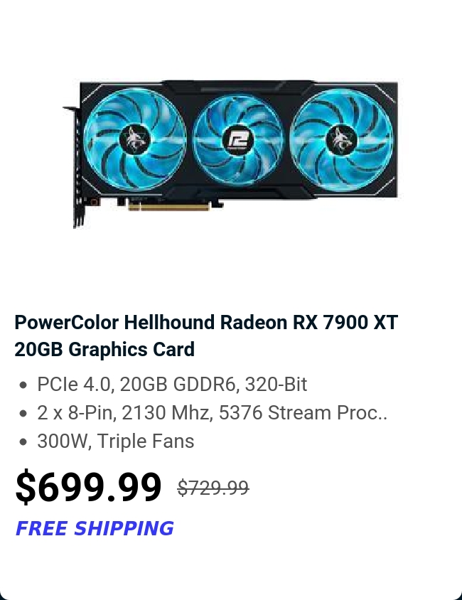 PowerColor Hellhound Radeon RX 7900 XT 20GB Graphics Card 