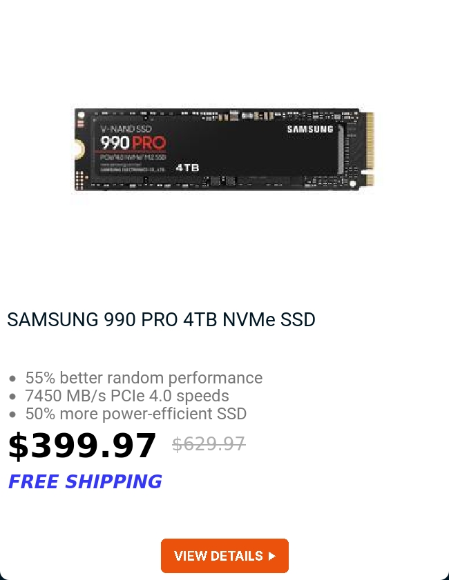 SAMSUNG 990 PRO 4TB NVMe SSD 