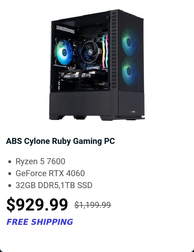 ABS Cylone Ruby Gaming PC 