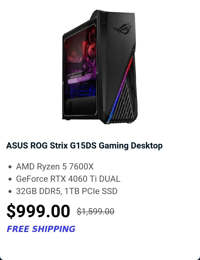 ASUS ROG Strix G15DS Gaming Desktop 