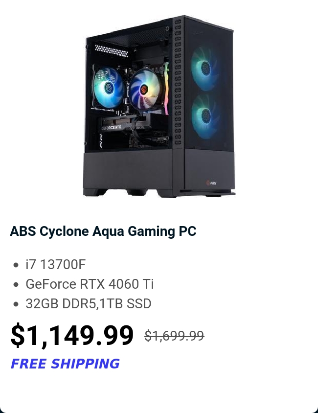 ABS Cyclone Aqua Gaming PC 