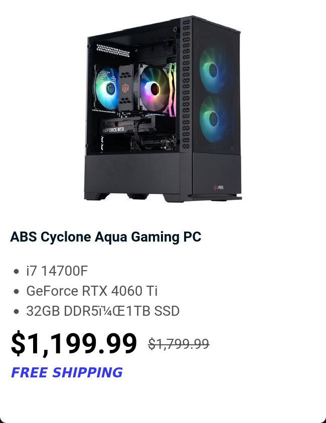 ABS Cyclone Aqua Gaming PC 