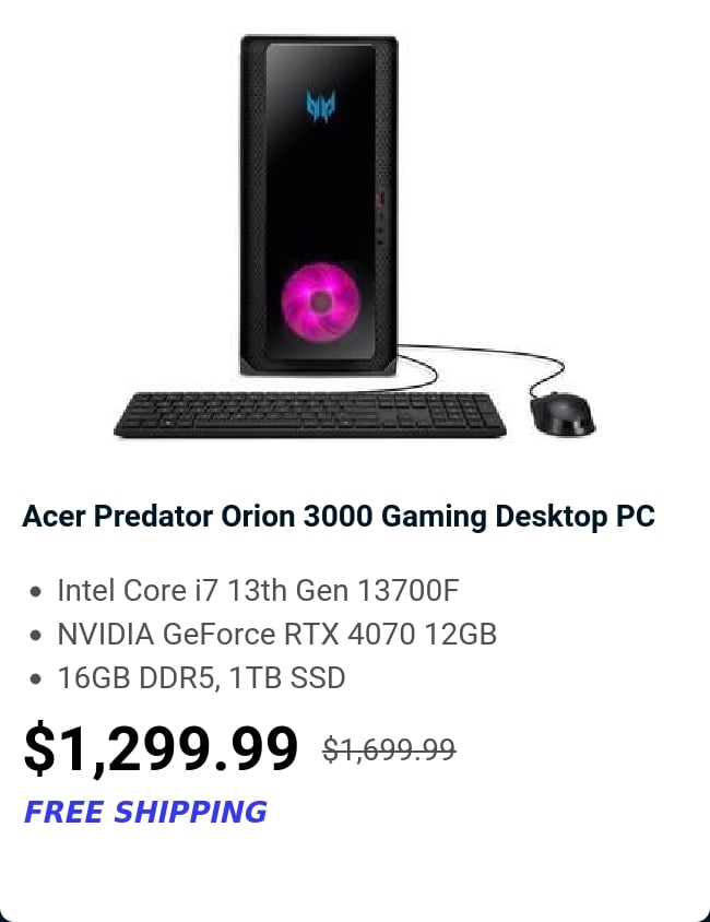 Acer Predator Orion 3000 Gaming Desktop PC 