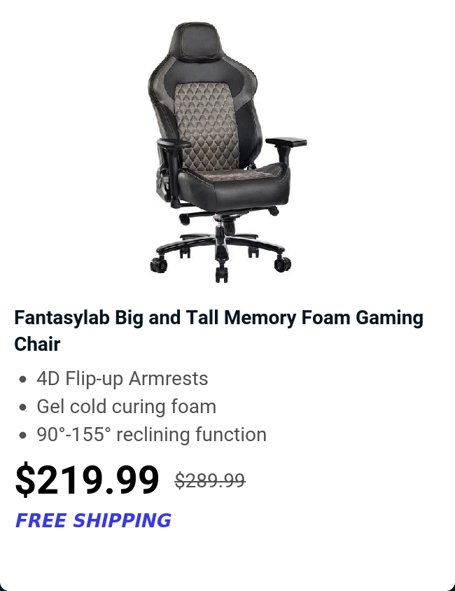 Fantasylab Big and Tall Memory Foam Gaming Chair 