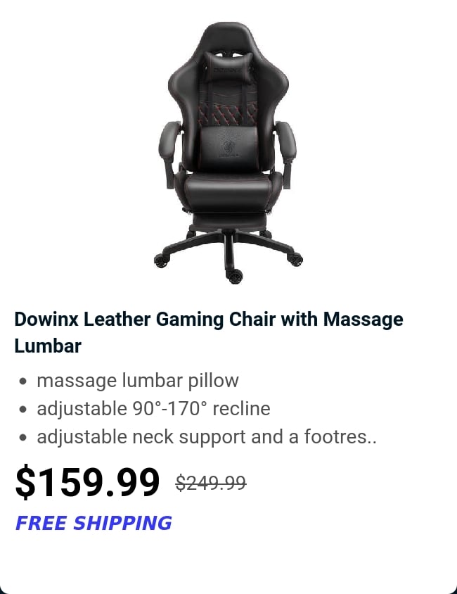 Dowinx Leather Gaming Chair with Massage Lumbar 