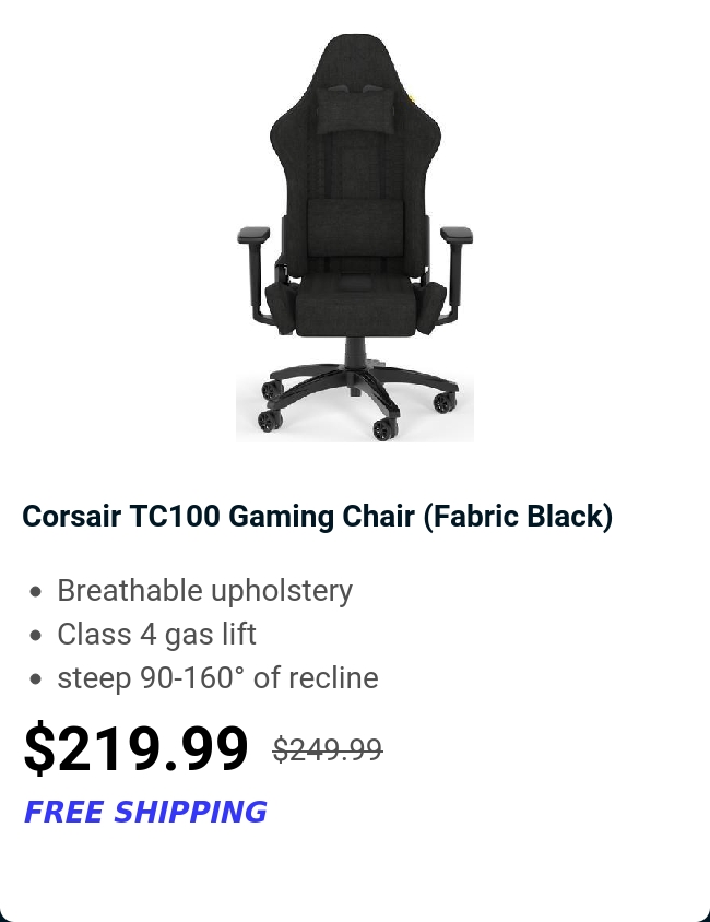 Corsair TC100 Gaming Chair (Fabric Black) 