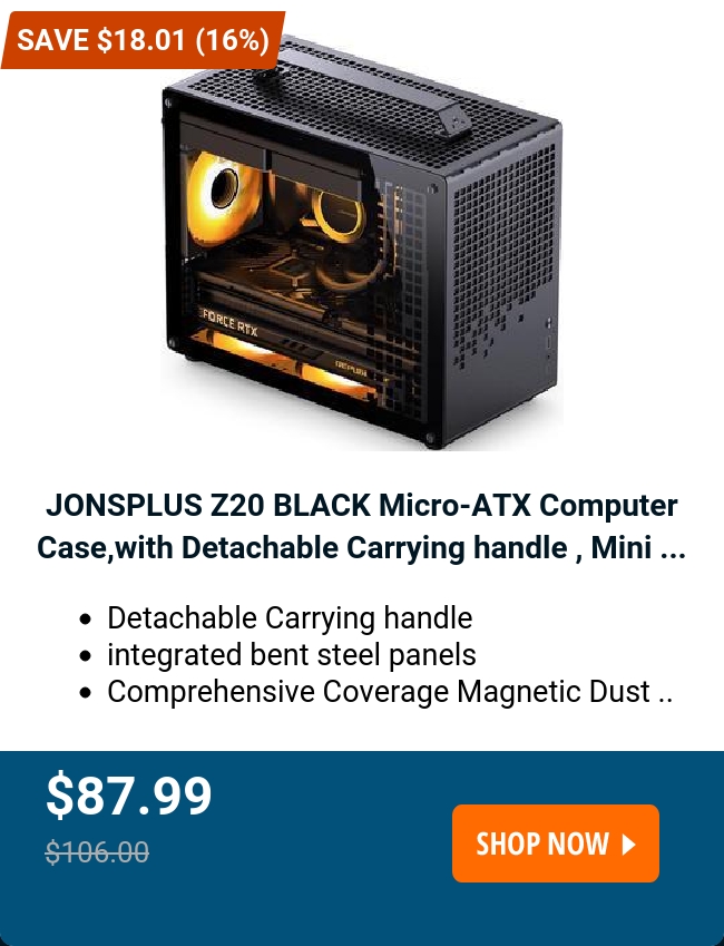 JONSPLUS Z20 BLACK Micro-ATX Computer Case,with Detachable Carrying handle , Mini ...